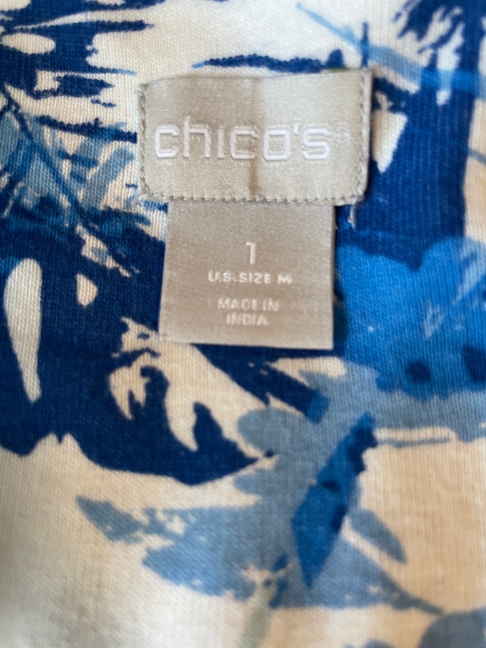 Chico's White and Blue Tropical Print Sleeveless Tunic Size Medium - Picture 6 of 8